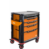 Empty trolley 41 - 5 drawers - orange - with holder - SERVI-HYB