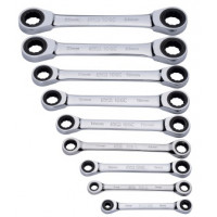 Set of 9 ratchet flank-drive wrenches