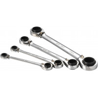 Set of 4 polygonal wrenches with ratchet 4 in 1