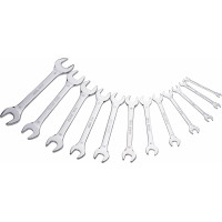 Set of 12 open-ended spanners in mm