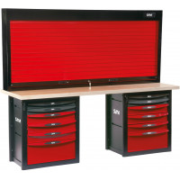 12-drawer workshop workbench with shutter cabinet