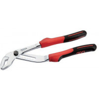 Multigrip pliers with superposed arms, polished chrome-plate with stainless steel FME clip