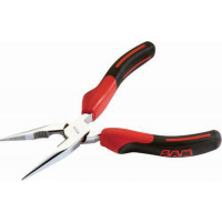 Polished chrome-plated half-round nose pliers with spring