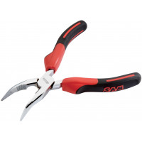 Polished chrome-plated angled half-round nose pliers with spring