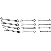 Set of 11 ratchet combination spanners in mm