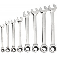 Set of 8 ratchet combination spanners in mm