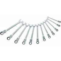 Set of 12 combination wrenches with pawl articulated in mm
