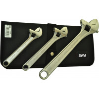 Pouch of 3 adjustable satin-finish wrenches