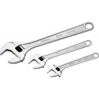 Set of 3 chrome-plated adjustable spanners