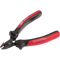 Bimaterial diagonal electronics cutting pliers with retainer