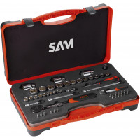 Set of 1/4" and 1/2" sockets and accessories - 51 tools