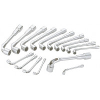 Set of 16 through box spanners, polished, 6/12-flat in mm