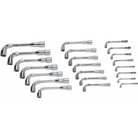 Set of 22 tsocket wrenches, polished, 6/6-flat in mm
