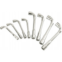 Set of 8 socket wrenches, polished, 6/6-flat in mm