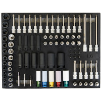 Selection of sockets and accessories, 90 tools in foam module 3/3