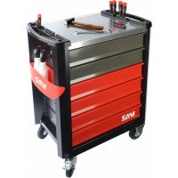 Selection of 135 tools in ABS modules + 6-drawer tool trolley servi-630n