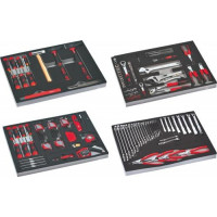 Selection of 200 tools with 6-drawer tool trolley in foam modules