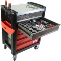 Civil engineering selection of 255 tools in foam module + 6-drawer tool trolley servi-630n