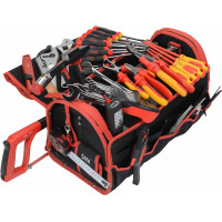 Textile case 39l with selection of 67 electrical maintenance tools