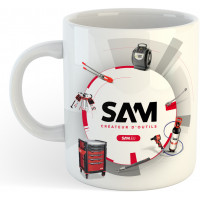 White SAM mug