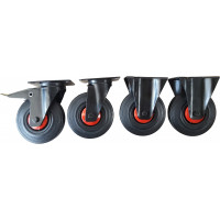 Set of 4 rollers 2 of which swivelling + 2 with brakes, 125mm