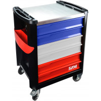 TROLLEY 30N - 6 DRAWERS - BLUE WHITE RED - GALVANIZED STEEL