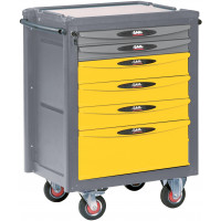 6-drawer tool trolley - yellow and grey