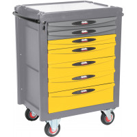 7-drawer tool trolley - yellow and grey