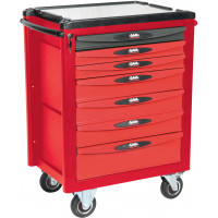 7-drawer tool trolley - red and grey