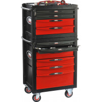 Selection of 365 tools with tool trolley and 10-drawer chest for industrial maintenance technicians