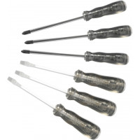 Set of 6 impact-resistant screwdrivers with acetate handles, slotted and Phillips®