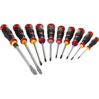 Set of 10 S1 slotted head, Phillips® and Pozidriv® screwdrivers