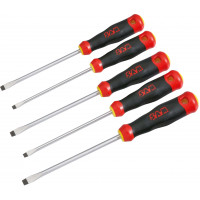 Set of 5 mechanic's slotted screwdrivers S1, round blade
