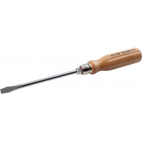 Mechanic's wooden round blade slotted head screwdriver