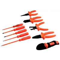 Set of 10 1000 v insulated tools with leather bag