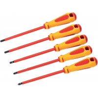 Set of 4 SAMSOFORCE® 1,000v-insulated terminal block Phillips® and Pozidriv® screwdrivers